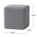 Knitted Foot Stool Light Grey Cotton