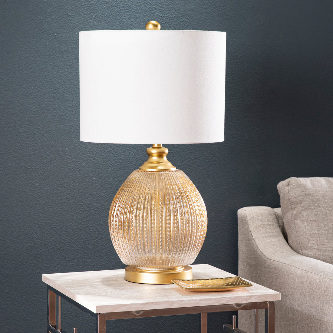 Villanda Table Lamp Gold Glass