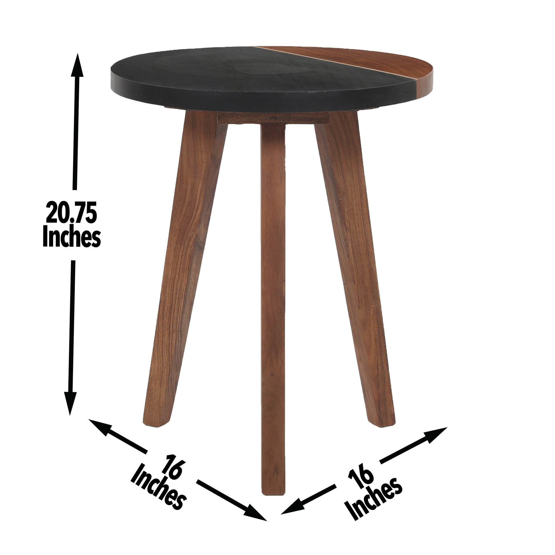 Caspian Round Accent End Table Brown Brown Wood