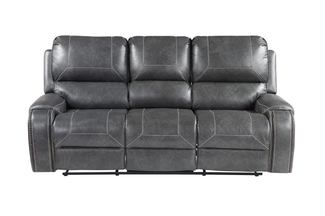 Keily Manual Reclining Sofa Gray Dark Gray Faux Leather 2 Seat