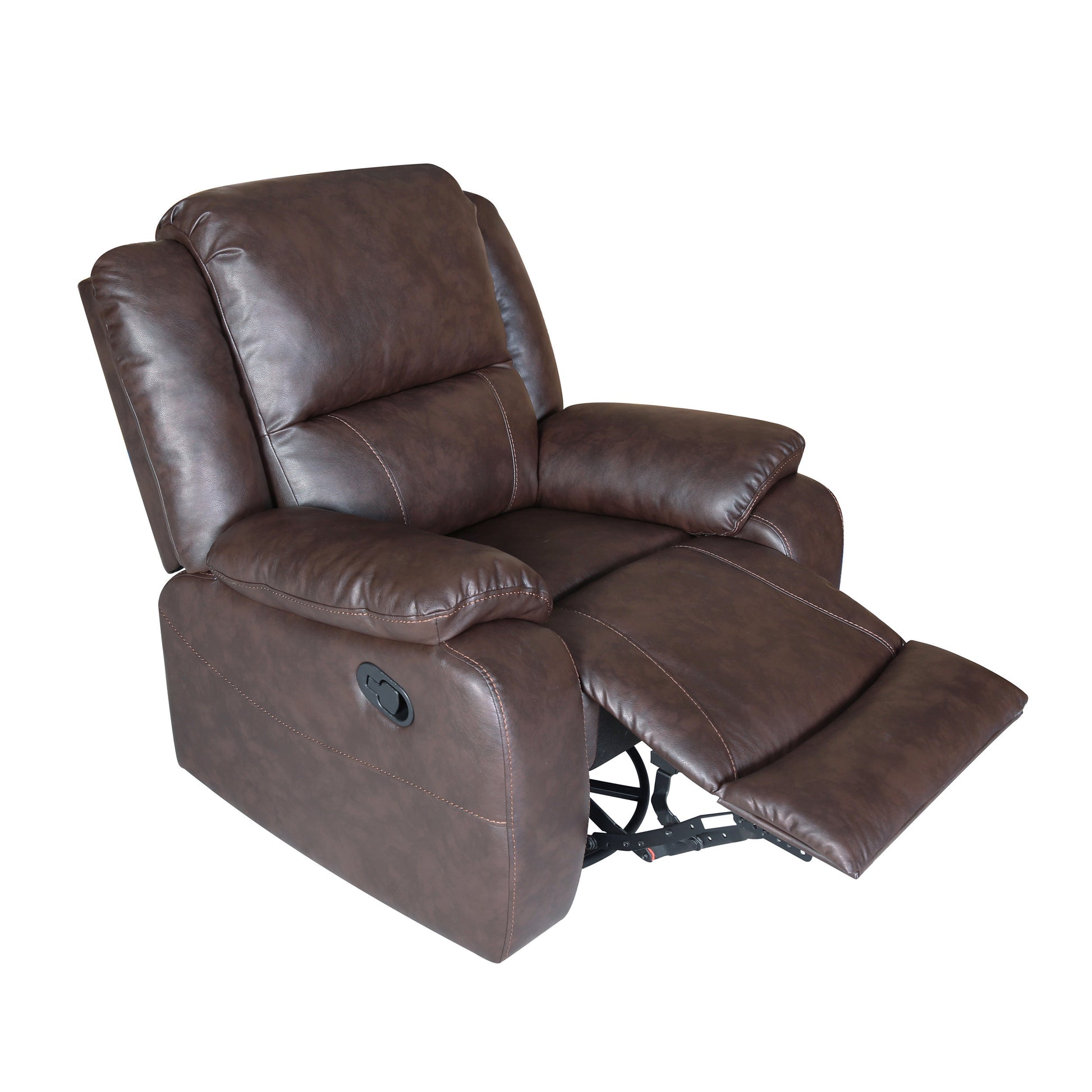 39" Wide Faux Leather Manual Swivel Standard Recliner Dark Brown Pu