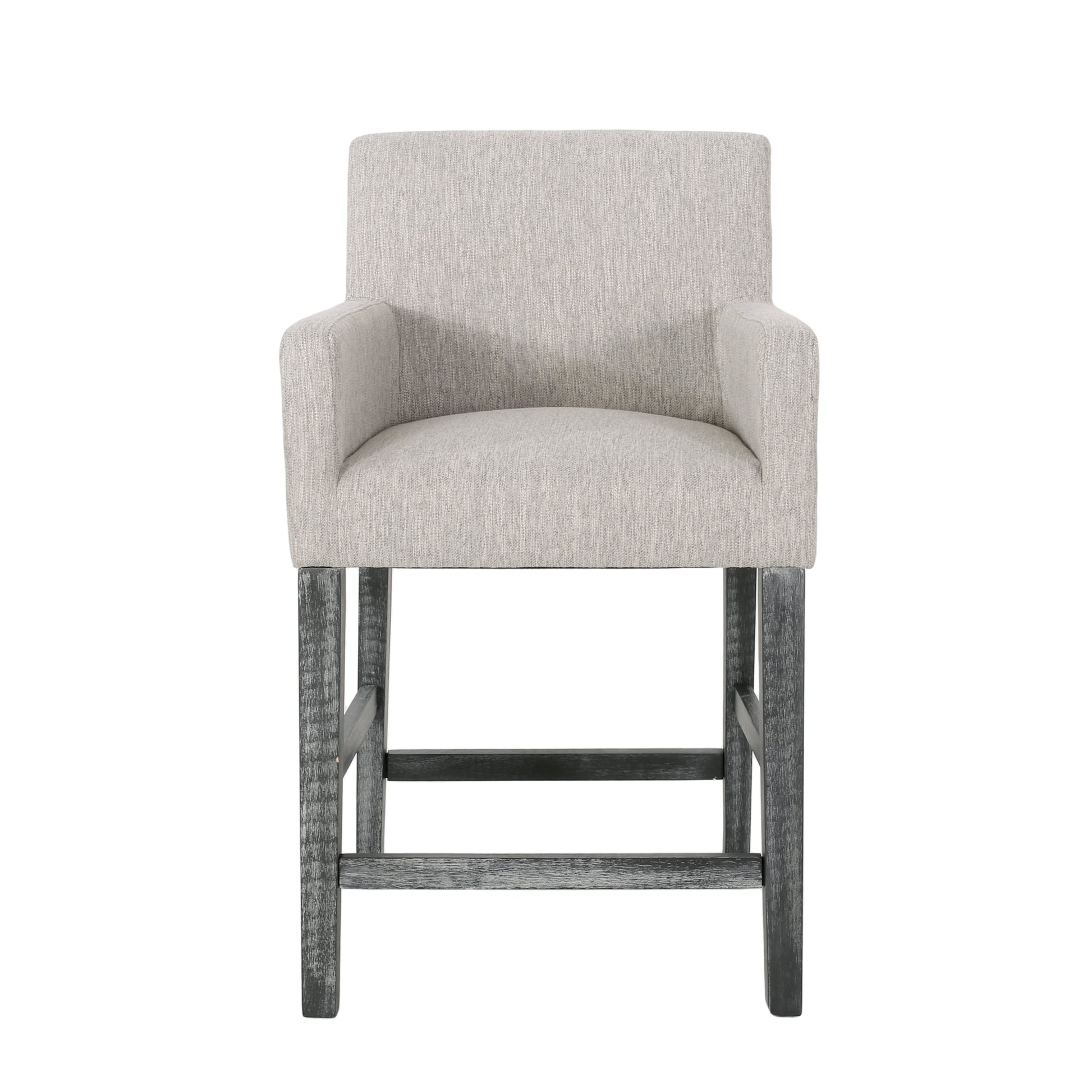 Set Of 2 Upholstered 26 Inch Counter Stool Light Gray Gray Light Grey Set Of 2 Fabric