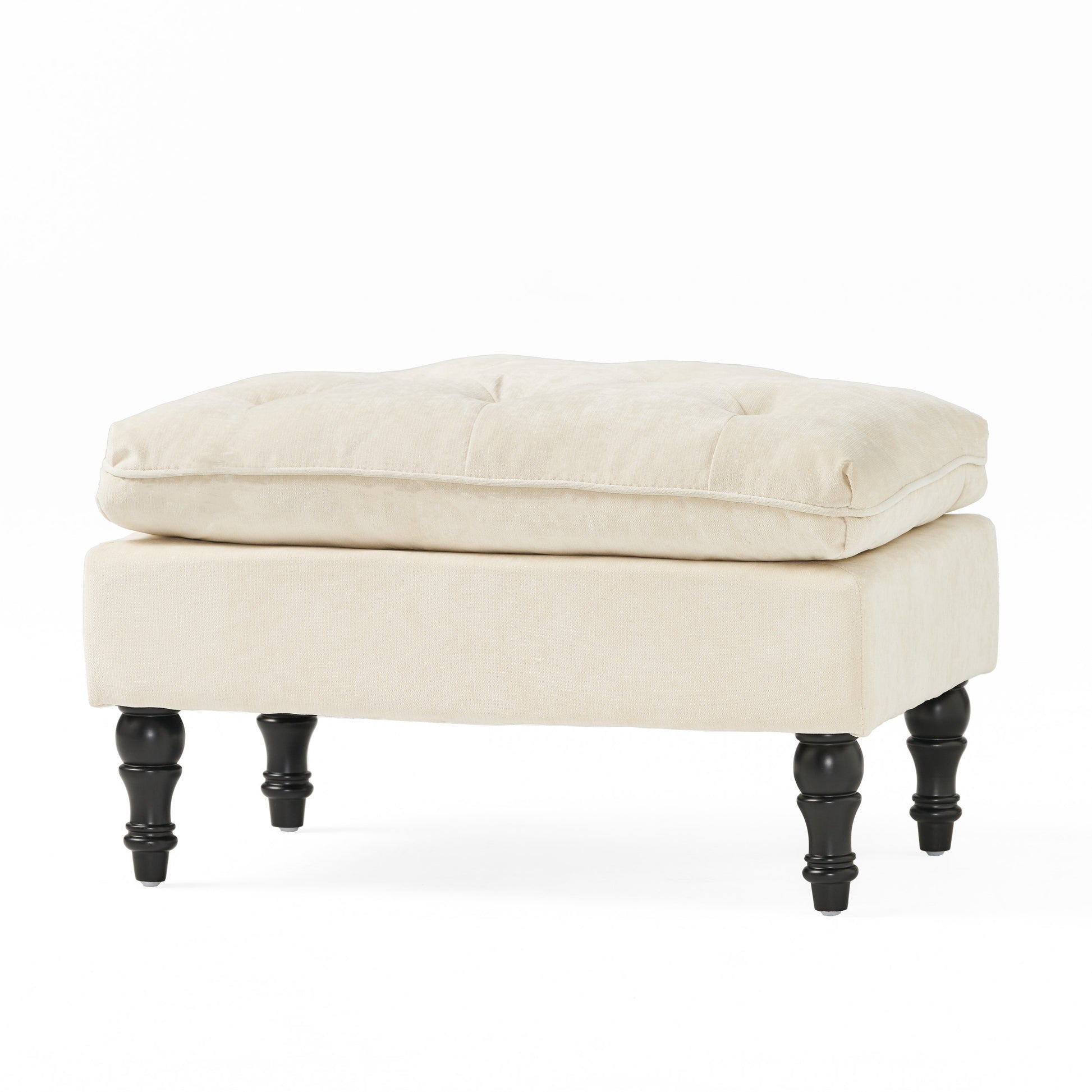 Lofton 28Inch Pillow Top Ottoman Cream Fabric