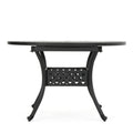 Outdoor Expandable Aluminum Dining Table, Black Sand Finish Black Aluminium