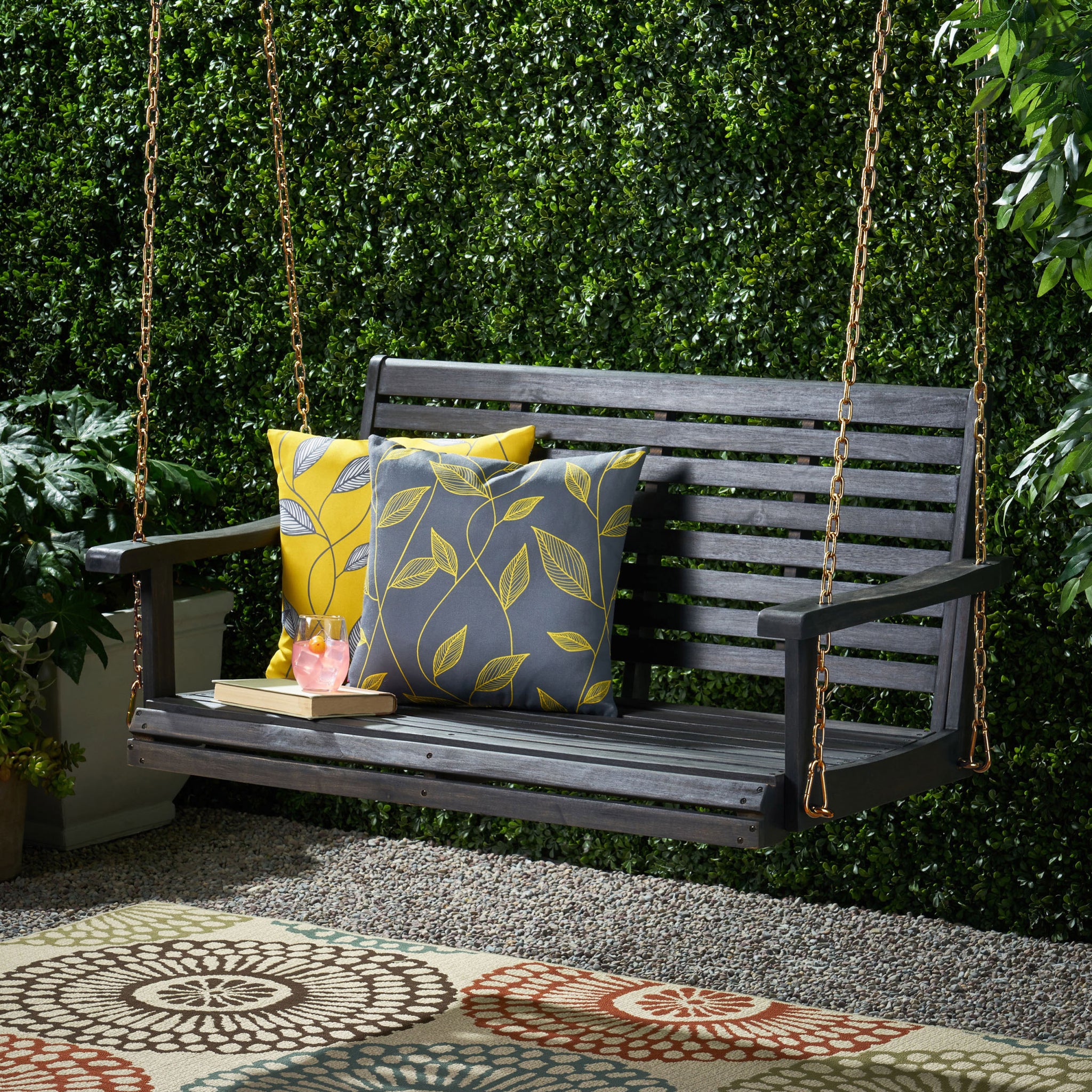 Tasmania Porch Swing Dark Grey Acacia Wood