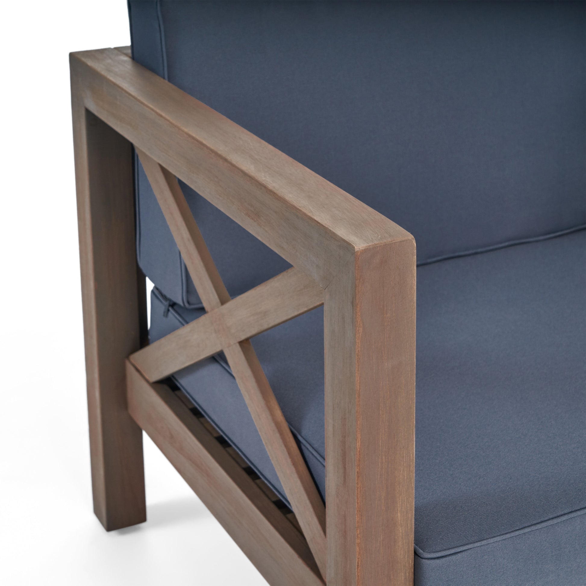 Brava Club Chair Grey Wood Waterproof Fabric