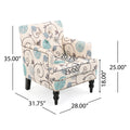 Harrison Tufted Club Chair White Blue Fabric 1 Seat