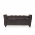 Alden Armed Storage Bench Brown Pu Leather