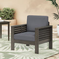 Outdoor Acacia Wood Club Chairs With Cushions, Dark Gray, 27.75