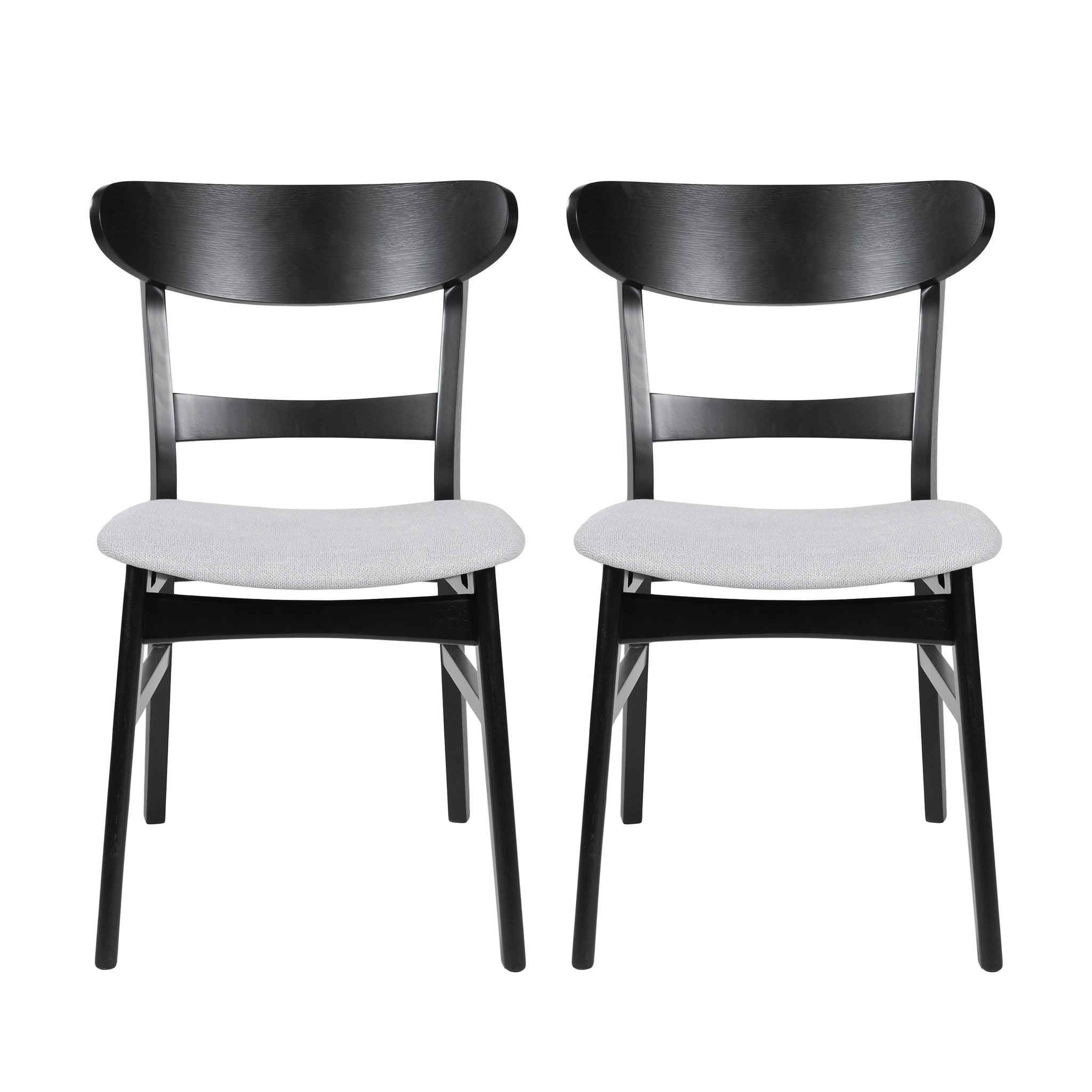 Dining Chair Set Of 2 Light Grey Fabric