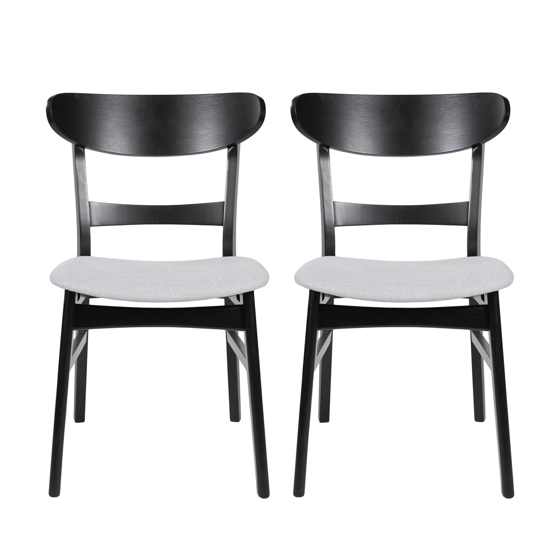 Dining Chair Set Of 2 Light Grey Fabric