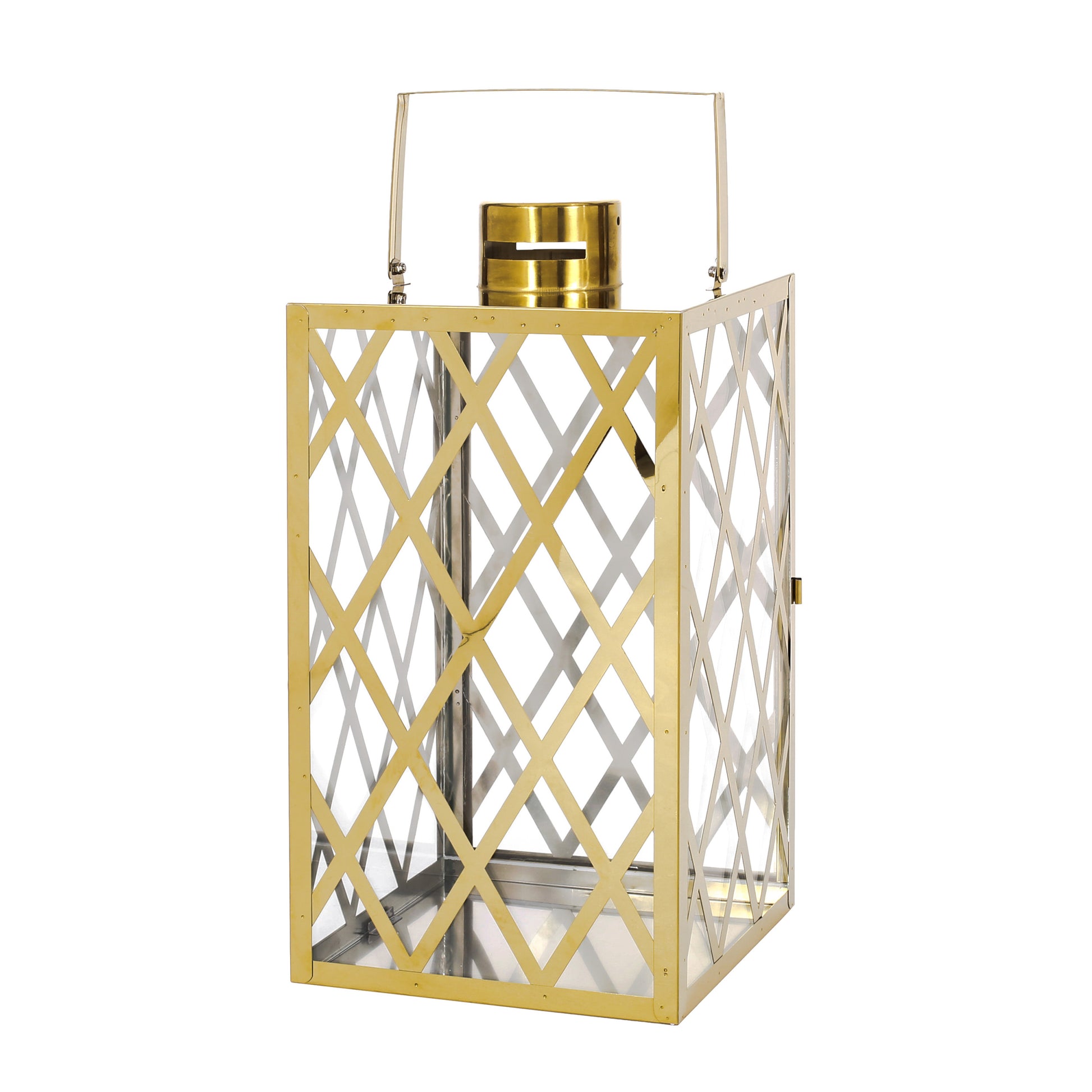 Anton 18"H Stainless Steel Lantern Gold Stainless Steel