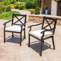 2Pc Dining Chair Black Ivory Aluminum