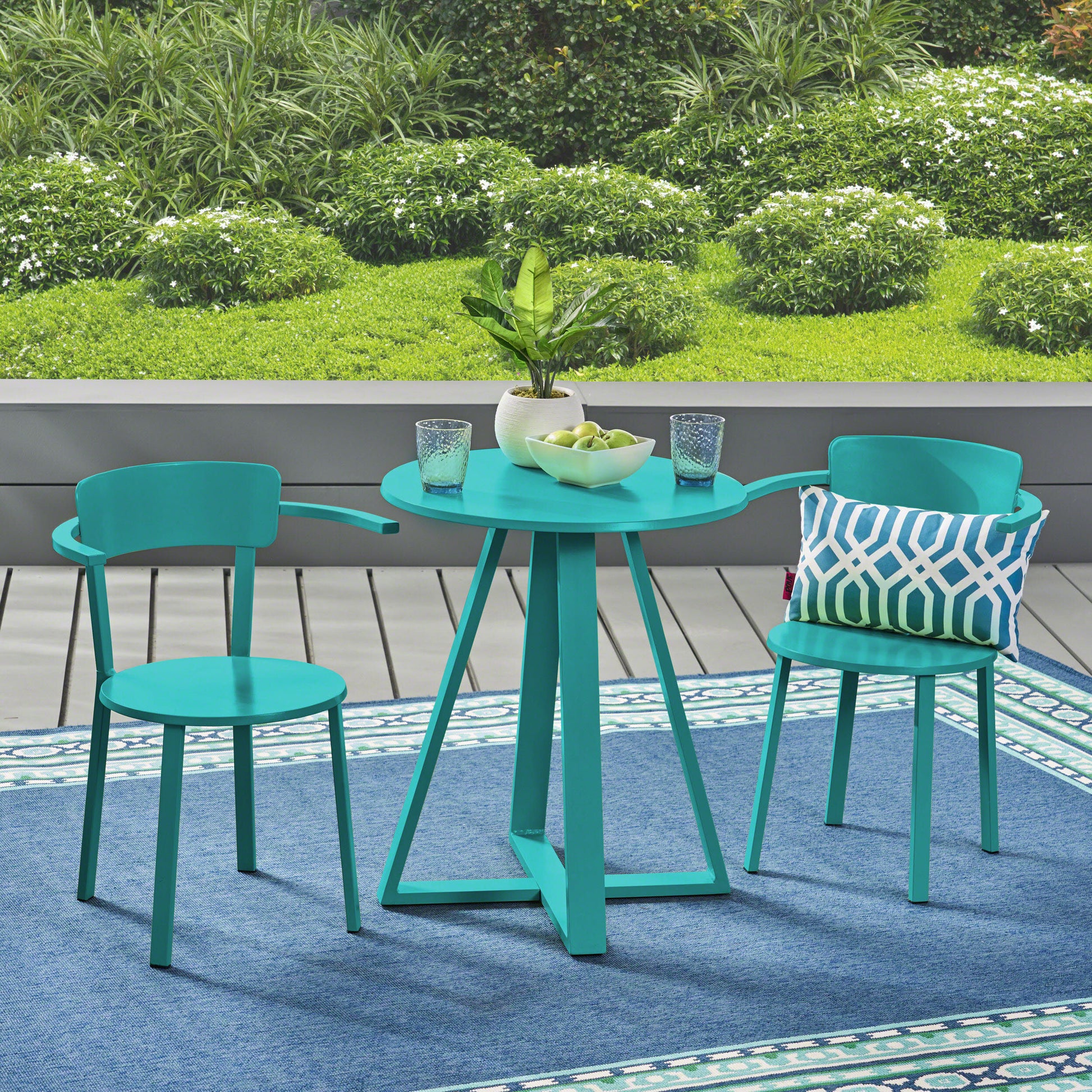 Haiti Bistro Set Teal Iron