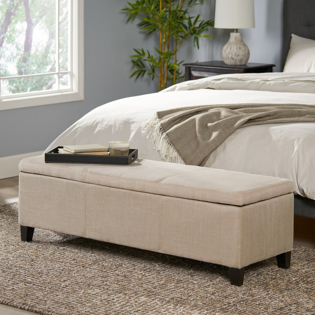 Glouster Storage Ottoman V2 Light Beige Fabric