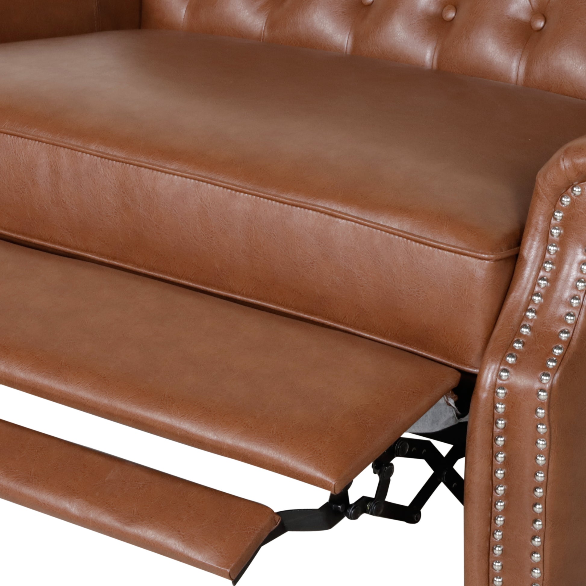 Oversizefaux Leather Recliner Light Brown Light Brown Pu