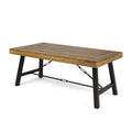 Outdoor Acacia Wood Coffee Table, Teak Finish Rustic Metal Brown And Black, 27.25