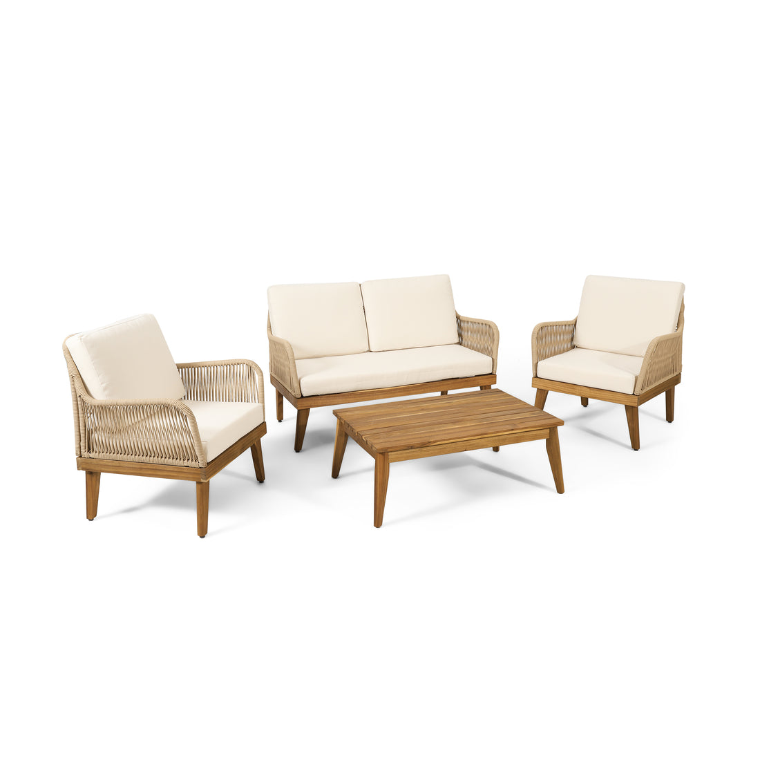 Annisa Chat Set Seat&Coffee Table&2 Club Chairs Teak Acacia Wood