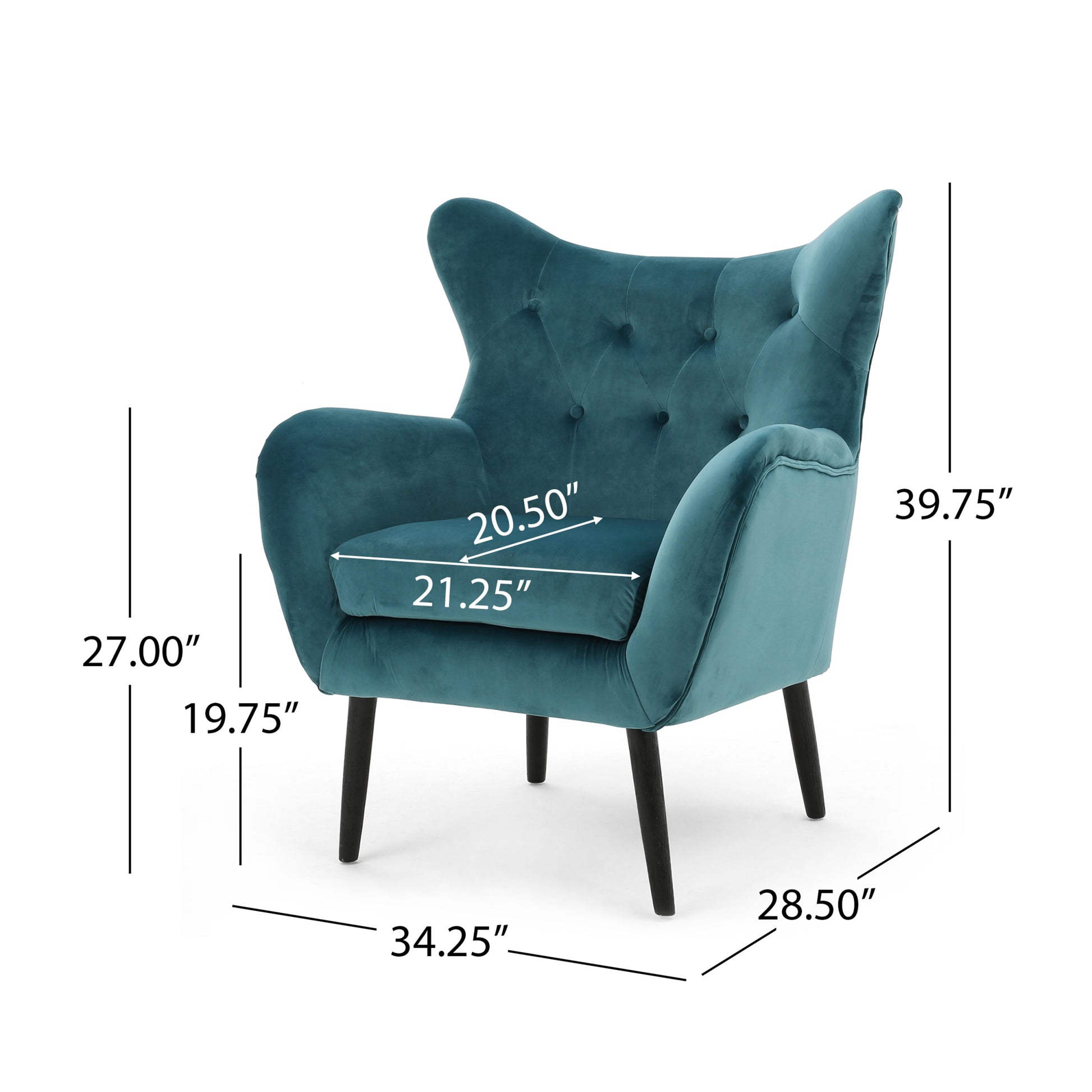 Arm Chair Teal Velvet