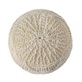 Malibu Knitted Wool 20 X 20 Round Pouf Cream Wool