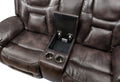 Oportuna Dual Power Console Loveseat Dark Brown Dark Brown Wood 2 Seat