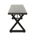 Outdoor Aluminum Dining Benches With Steel Frame, 2 Pcs Set, Grey Black Grey Black Aluminium