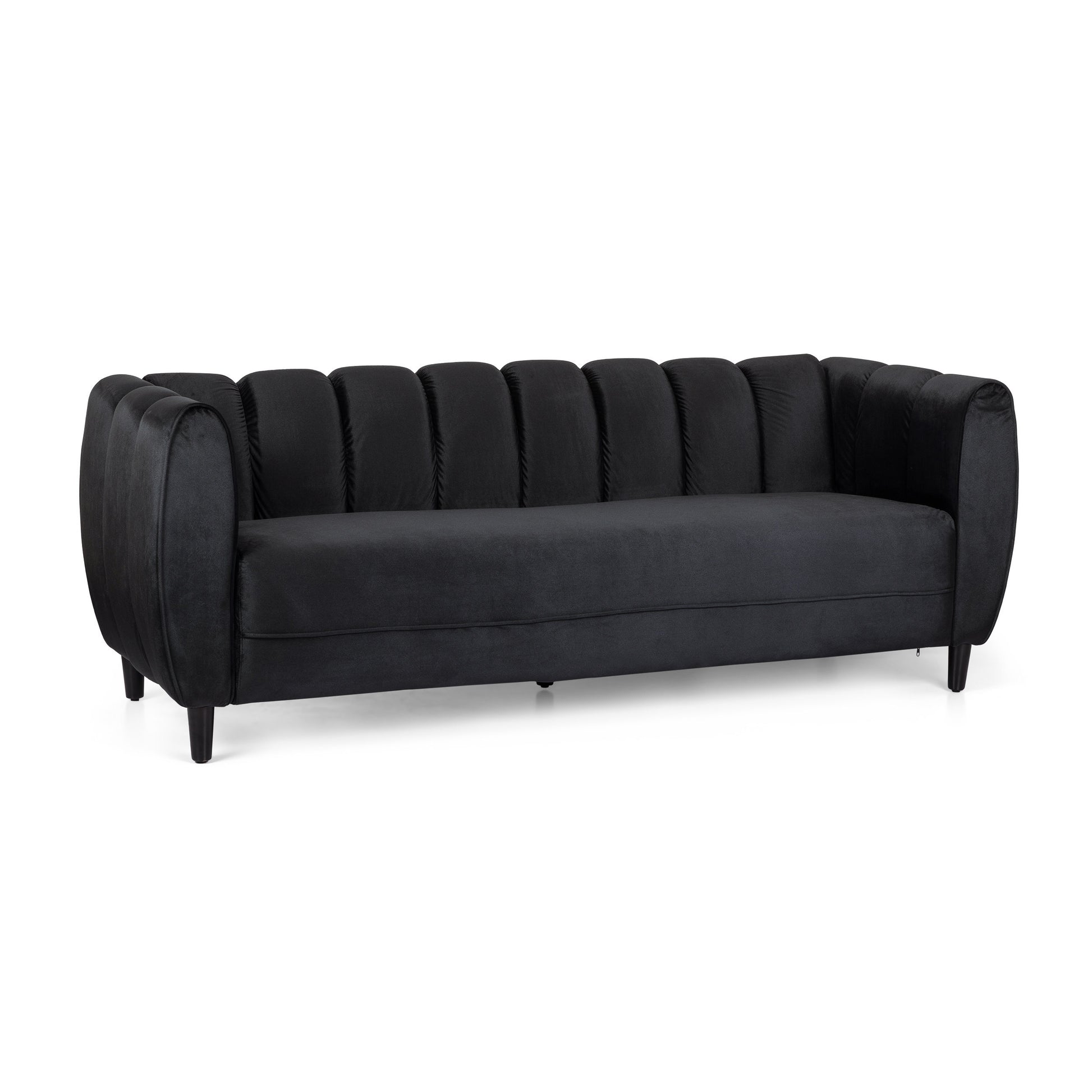 Miranda Velvet 3 Seater Sofa Black Velvet