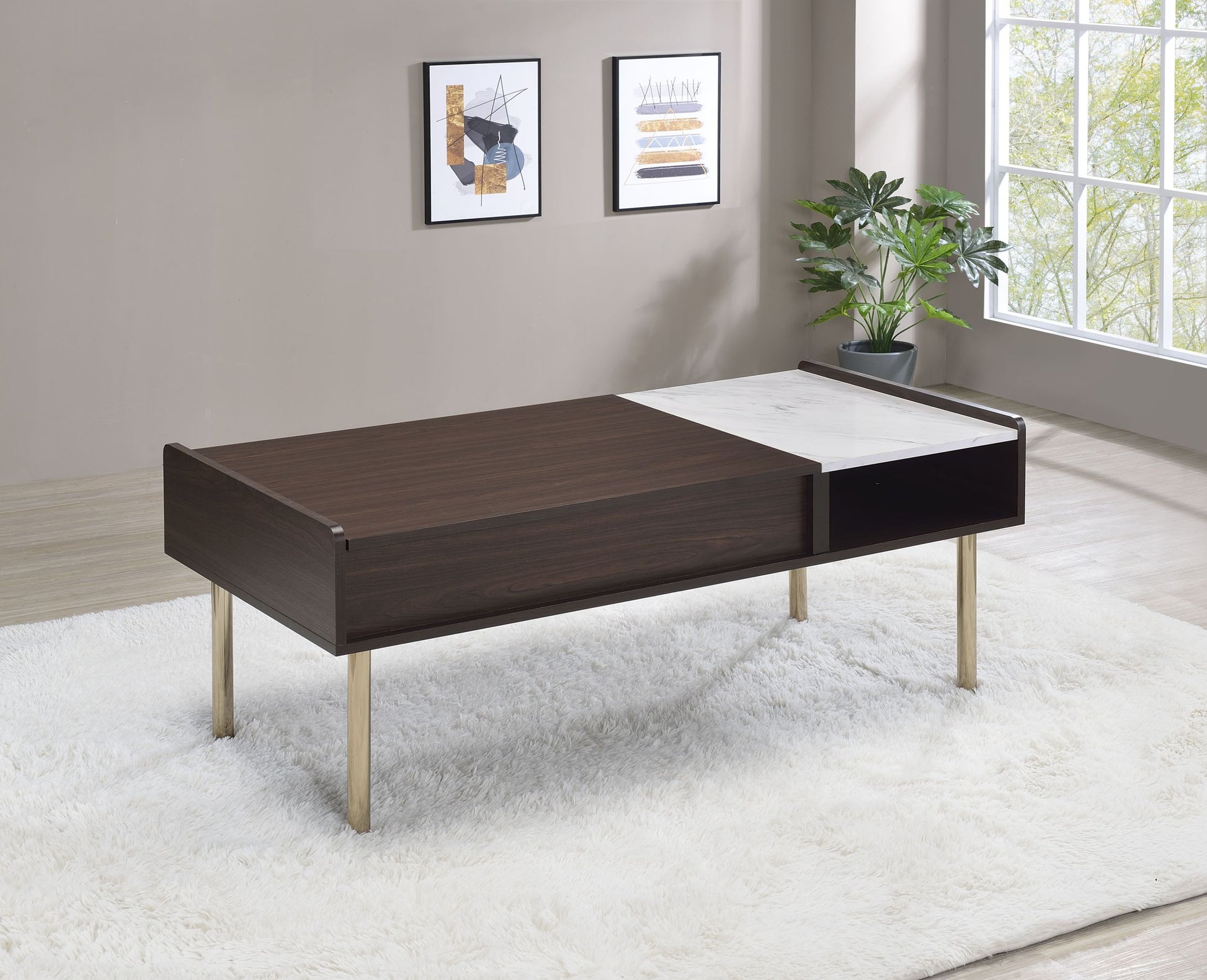 Carrie Lift Top Coffee Table Brown Brown Wood