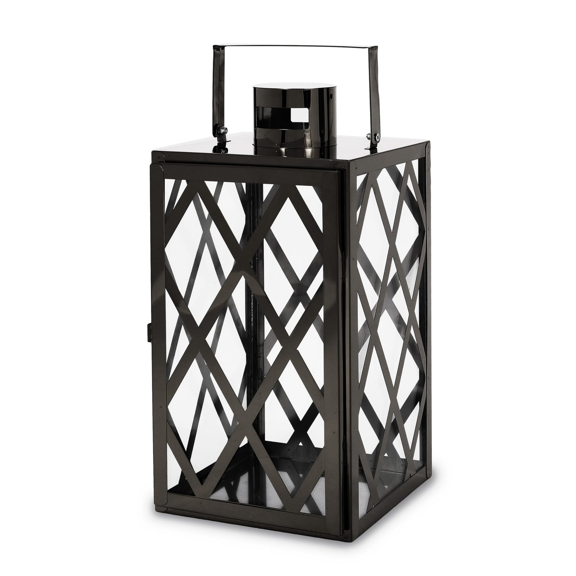 Anton 14"H Stainless Steel Lantern Black Stainless Steel