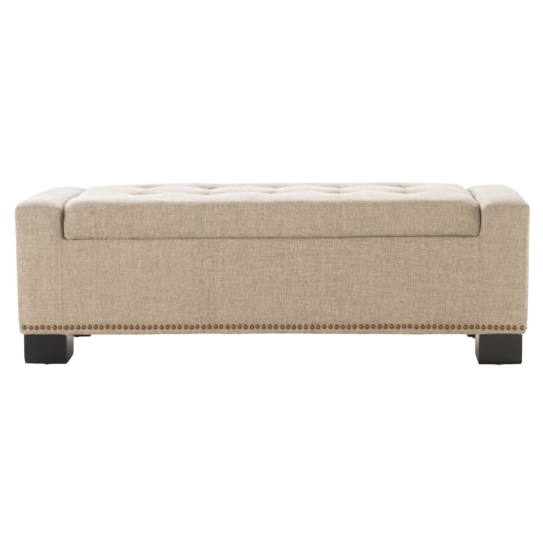 Chelsea Storage Ottoman W Studs Wheat Fabric