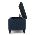 Storage Ottoman Navy Blue Fabric