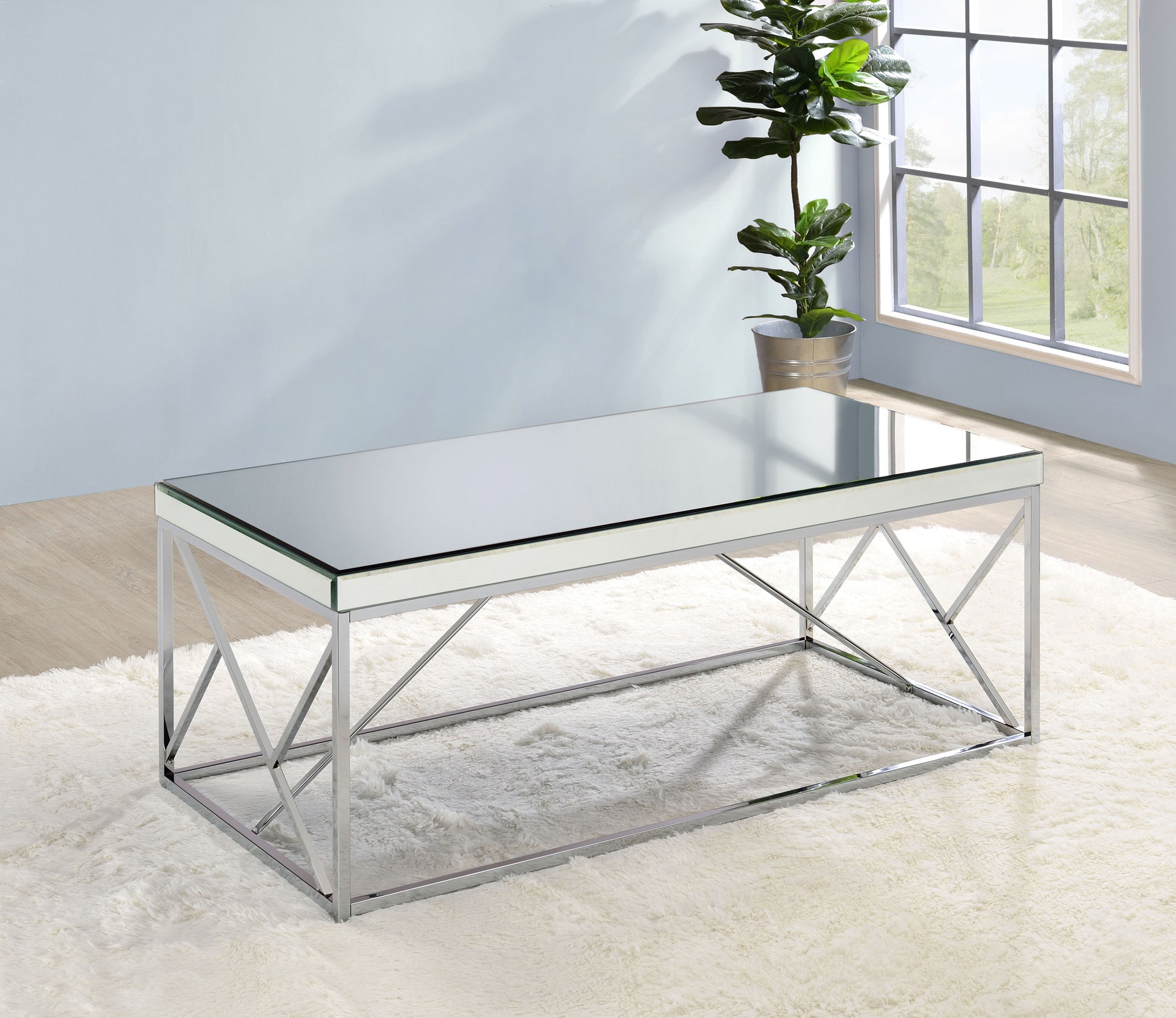 Evelyn Mirror Top Cocktail Table Gray Gray Iron