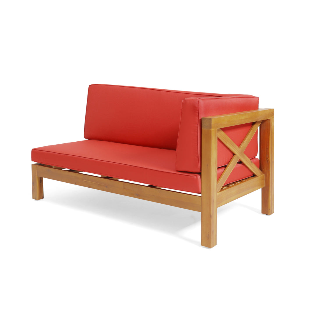 Brava X Back Right Corner Bench, Red Red Acacia Wood