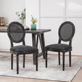 Dinning Chairs Mp2 Set Of 2 Grey Wood Fabric Rattan