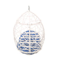 Marlin Hanging Egg Chair Basket White Blue Pe Rattan Iron Waterproof Fabric
