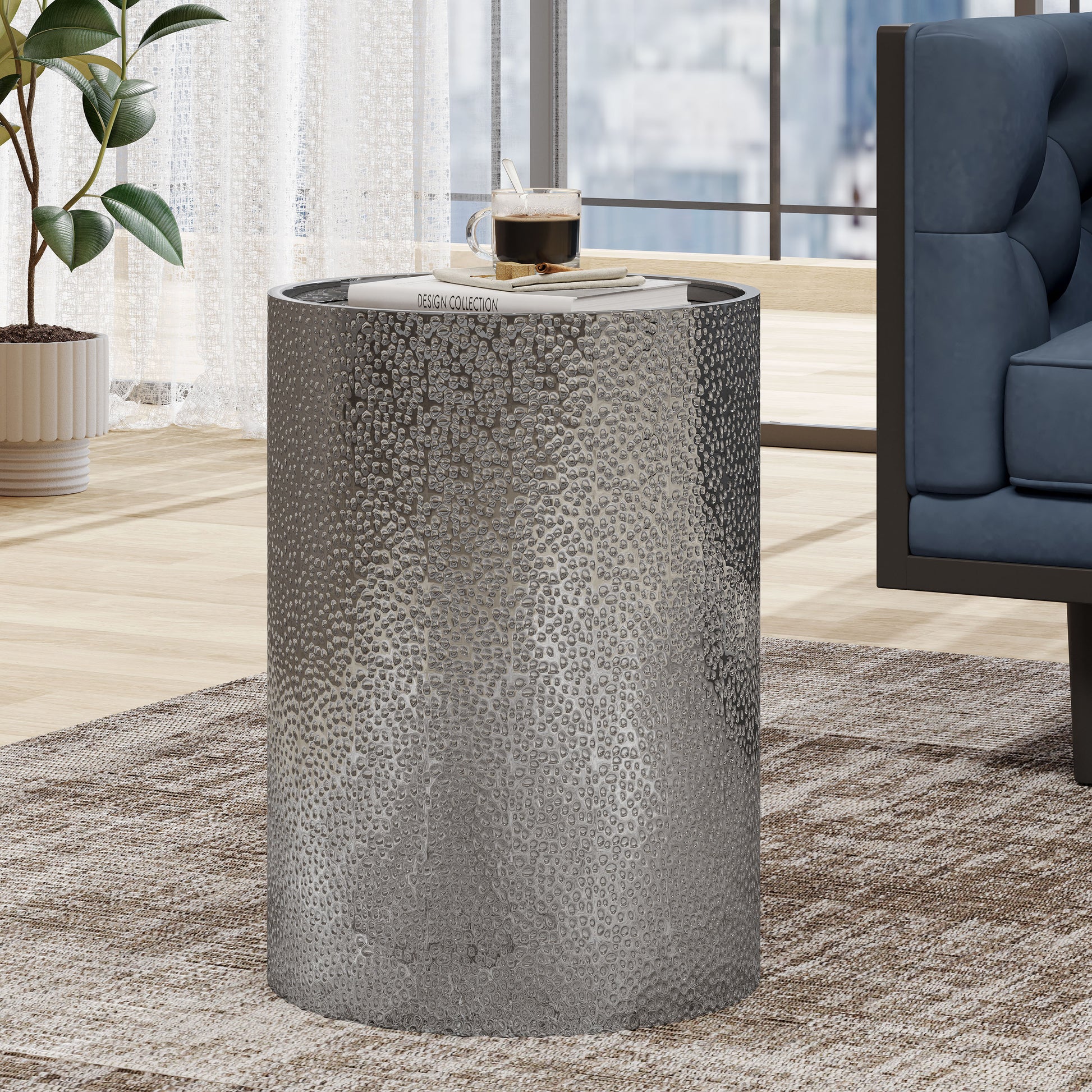 Metal Side Table Silver Iron
