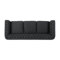 Mirod Comfy 3 Seat Sofa With Wooden Legs, For Living Room And Study Black Fabric 3 Seat