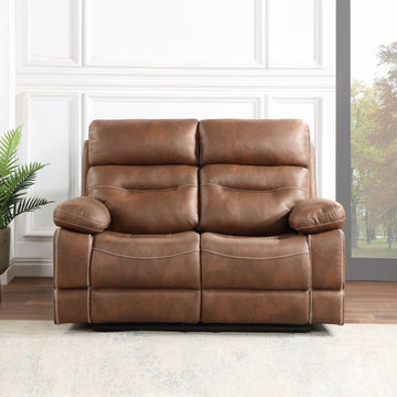 Rudger Manual Reclining Loveseat Brown Brown Wood 2 Seat