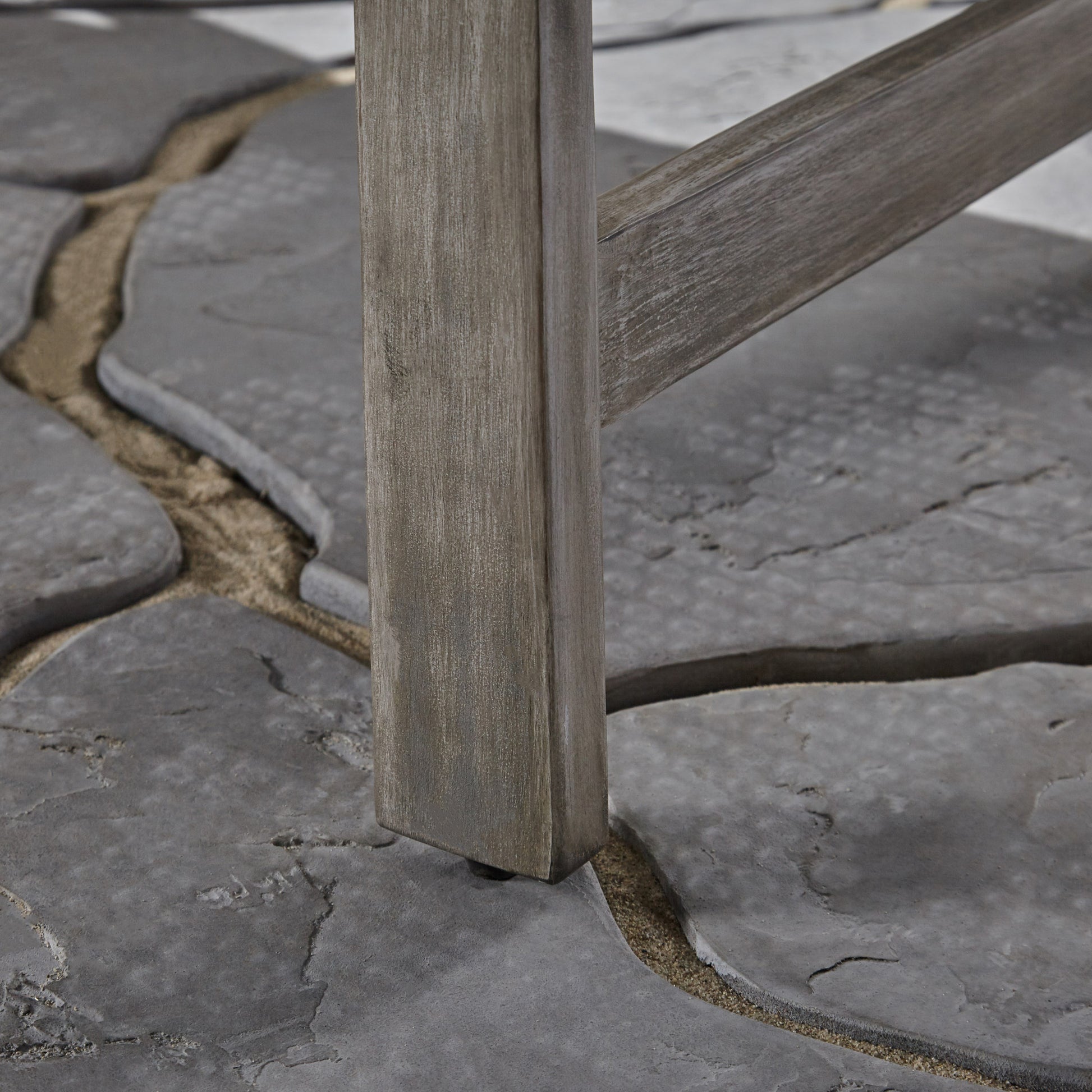 Hampton Wood Wicker Chaise Lounge Grey Metal & Wood