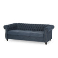 Sofa 3 Seater Navy Blue Fabric 3 Seat