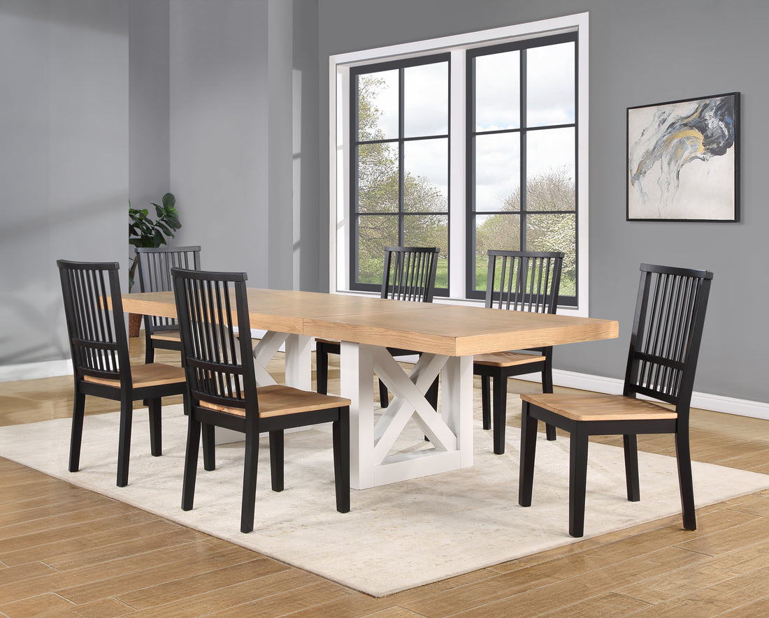 Magnolia 7 Piece Dining Set Table & 6 Side Chairs Brown Brown Wood