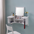 Wall Mount Ledge W Vanity Mirror Transitional Style White White Mdf