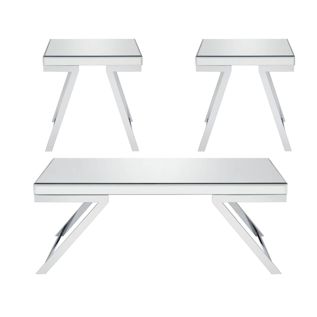 Alfresco 3 Piece Occasional Table Set Silver Silver Wood