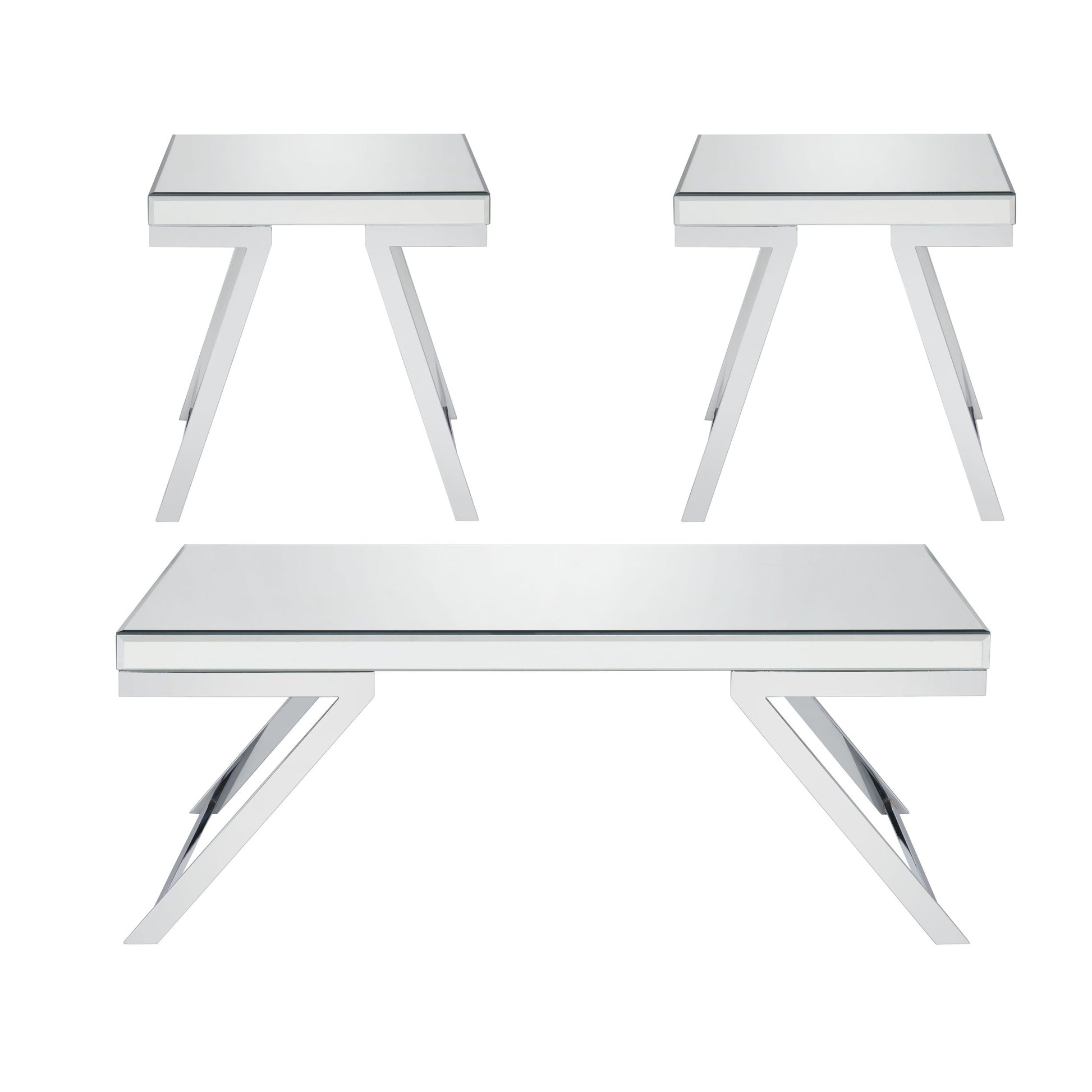 Alfresco 3 Piece Occasional Table Set Silver Silver Wood