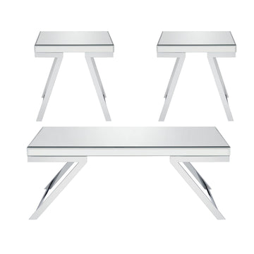 Alfresco 3 Piece Occasional Table Set Silver Silver Wood