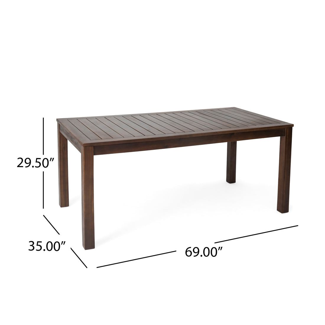 Manila 69'' Table Dark Brown Garden & Outdoor Wood