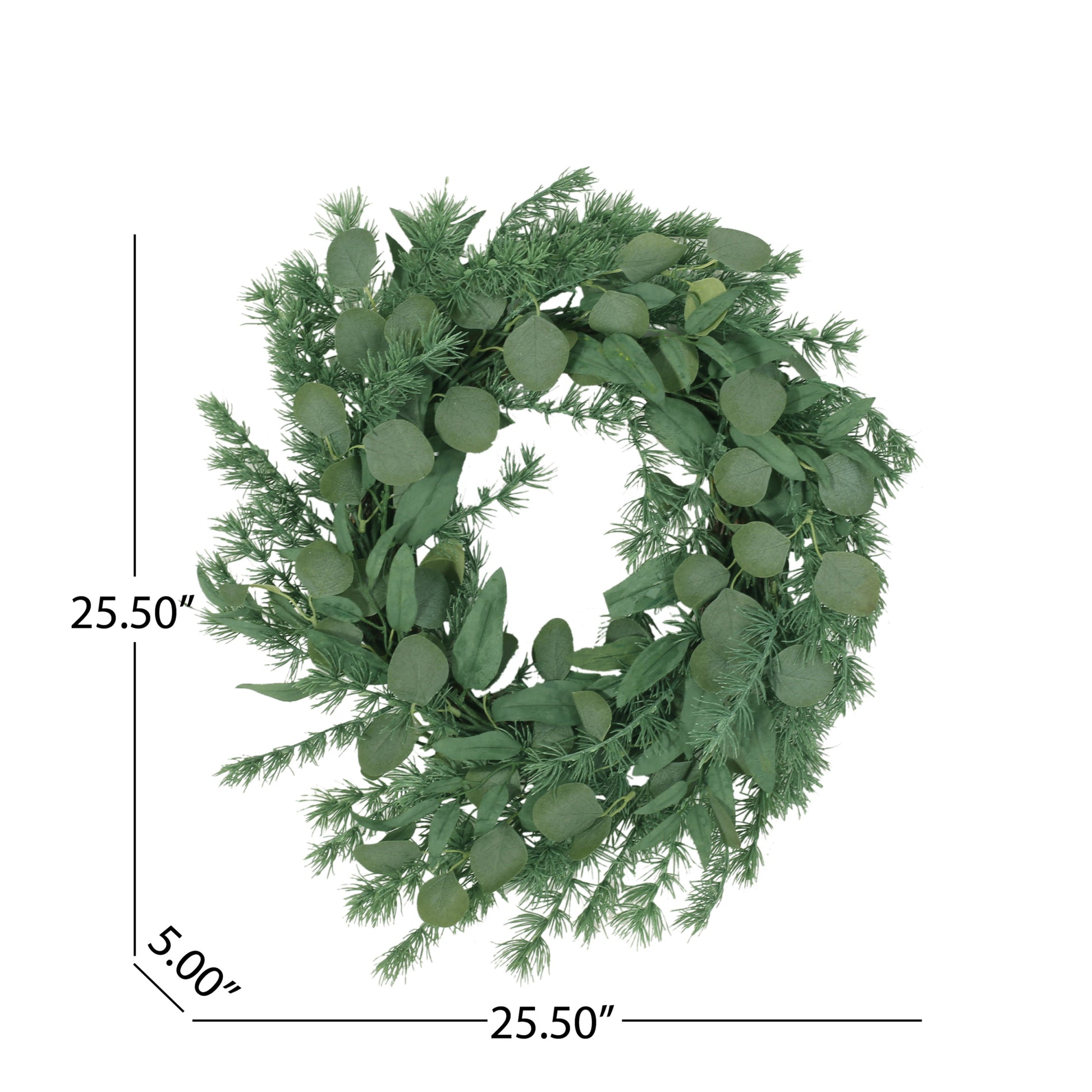 24.5" Leaves Wreath Green Polyester