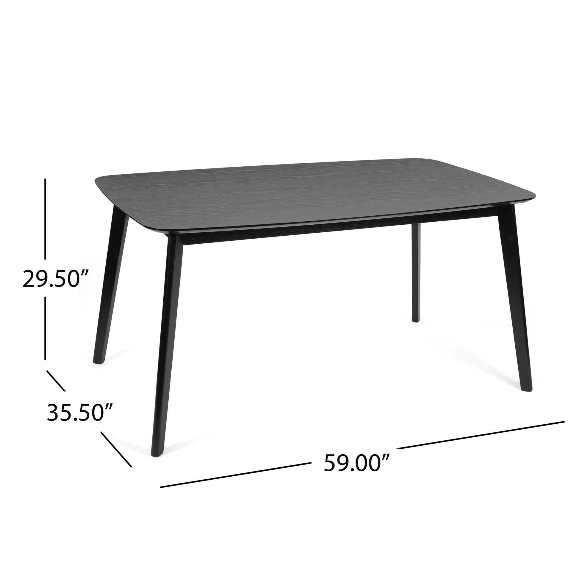 Dining Table Black Solid Wood Mdf