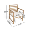 Outdoor Acacia Wood Club Chairs, 2 Pcs Set, Natural Stained White, 25.5