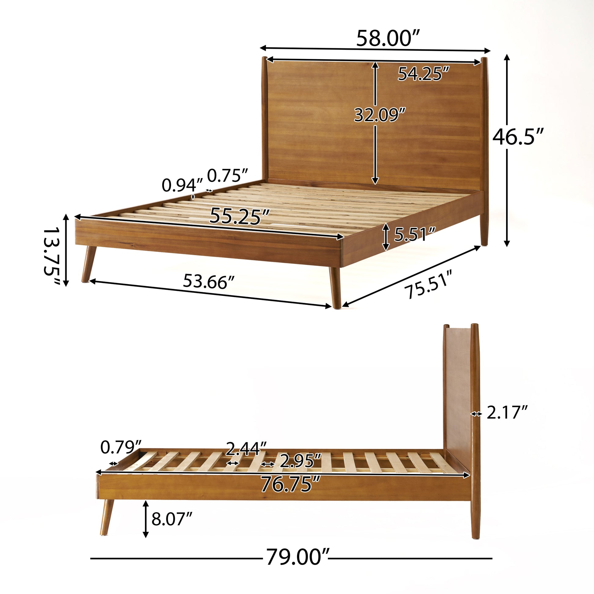 Full Bed Full Natural Acacia Wood